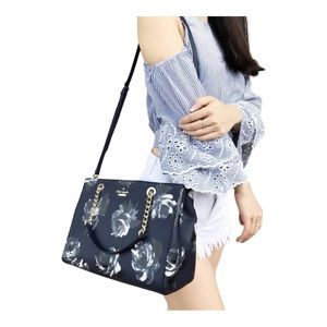 Kate Spade Black and White Floral Satchel
